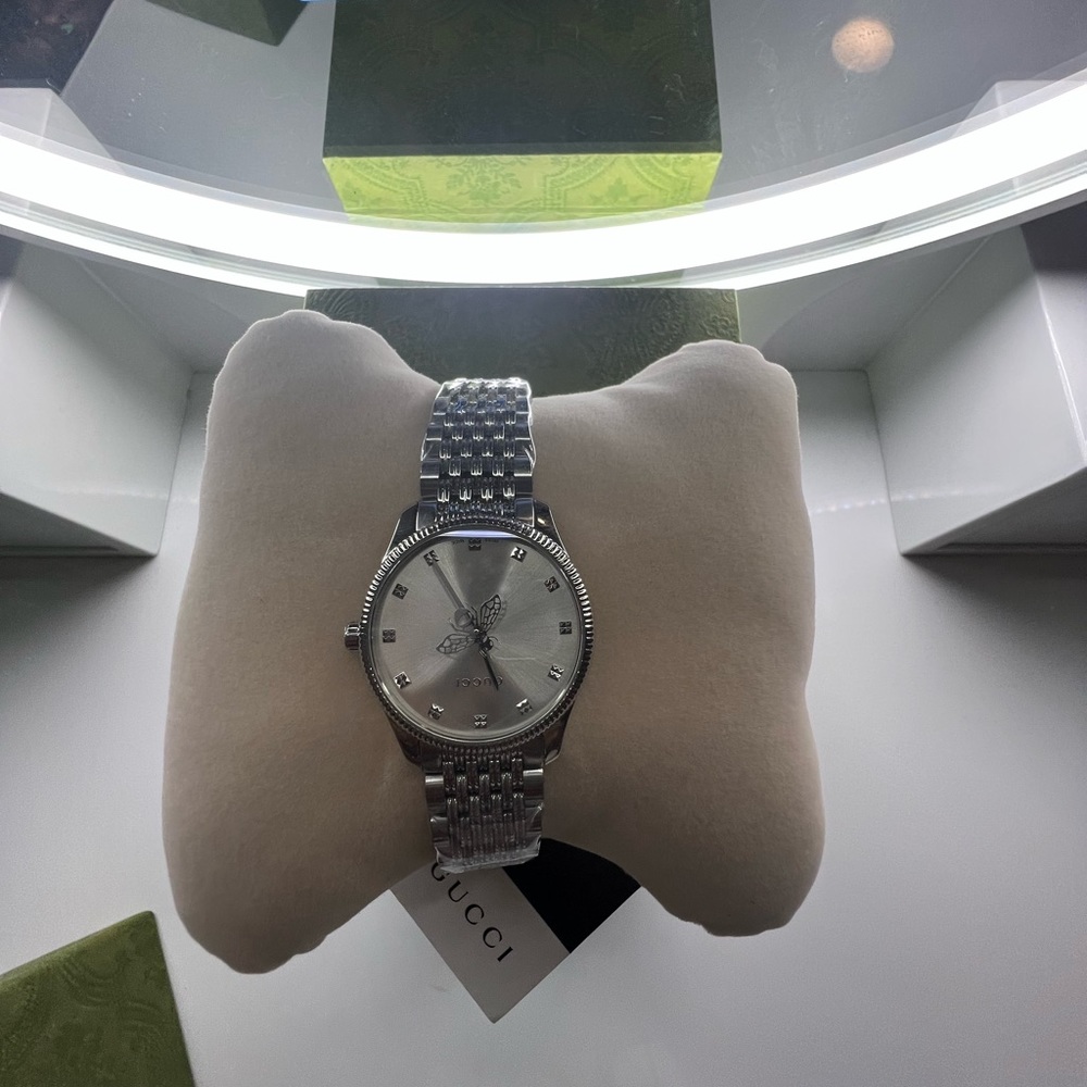 29mm G-Timeless Bee Watch with Bracelet Strap, Silver